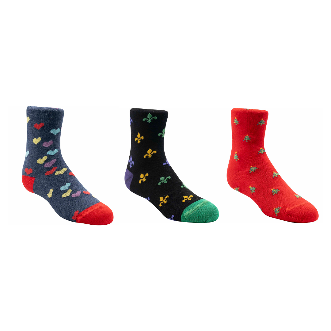 Three Pack Assorted Kids Socks