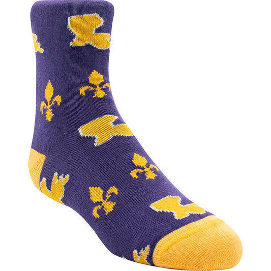 Kid's Purple and Yellow LA State Sock