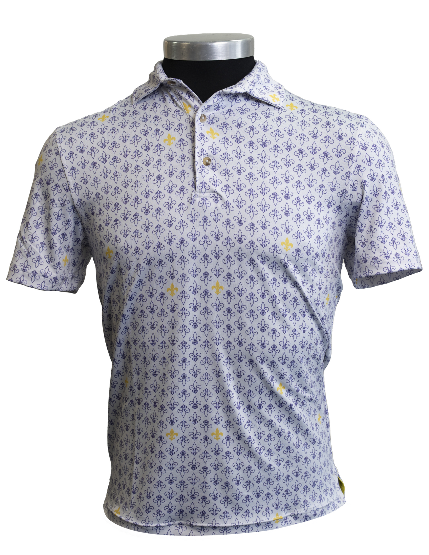 Purple & Gold Fleur De Lis Printed Polo