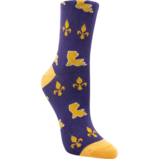 Women’s Purple and Yellow LA State Sock