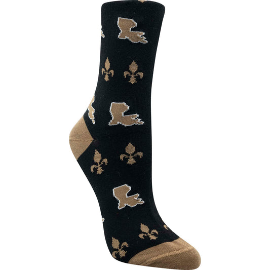 Women’s Black and Gold LA State Sock