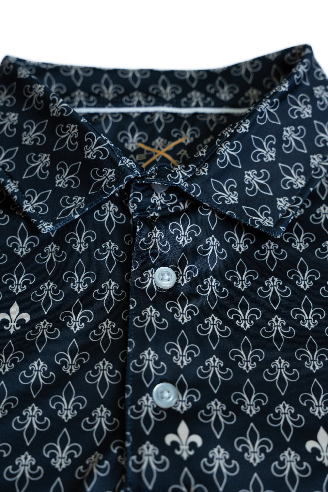 Black & Gold Fleur De Lis Printed Polo