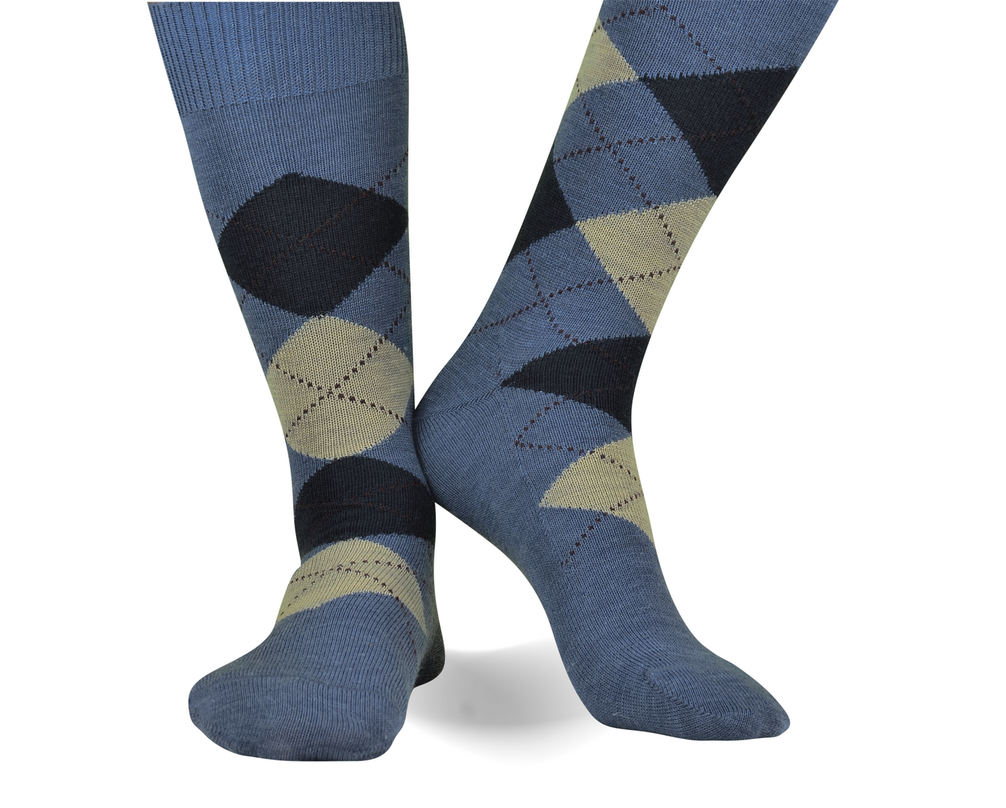 Classic Argyle Byford Dress Socks | Superwash Merino Wool | Premium Quality | Ell & Atty Blue-Black-Khaki / Mid-Calf Classic Argyle Byford Dress Socks | Superwash Merino Wool | Premium Quality | Ell & Atty Blue-Black-Khaki / Mid-Calf